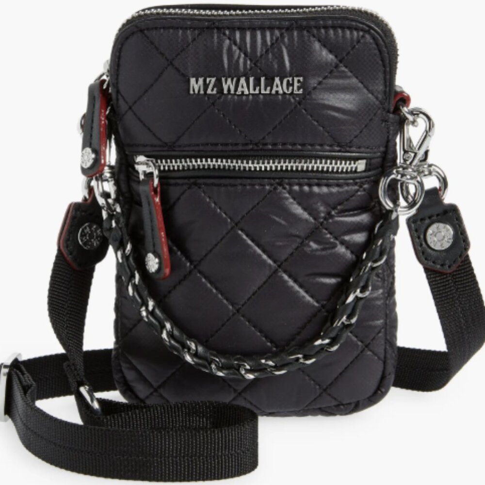NWOT MZ Wallace Gray Quilted Micro Crosby Crossbody Bag